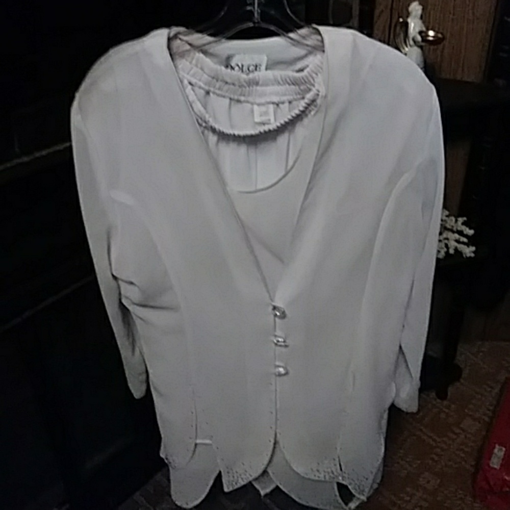 White Sequence Three Piece Dress